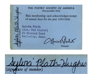 Sylvia Plath Signed Card for The Poetry Society of America